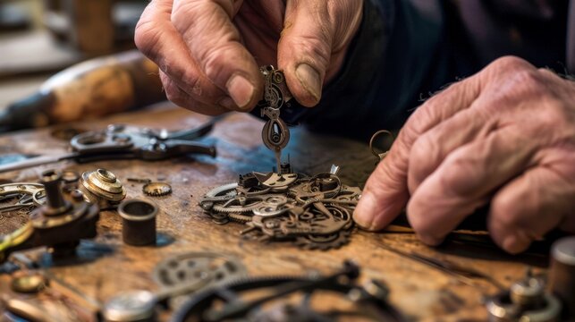 Delicate hands delicately adjusting the intricate components
