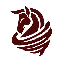 horse head and wind wave logo...