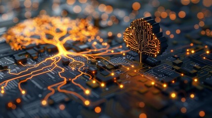 Electronic wood. Information tree concept 