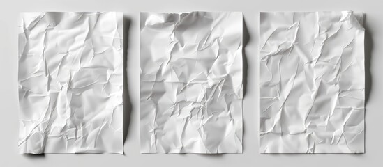 Set of isolated blank templates for wall paper posters with a wrinkled effect caused by glue. - obrazy, fototapety, plakaty
