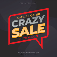Naklejka na ściany i meble Vector crazy sale banner with editable text effect 03