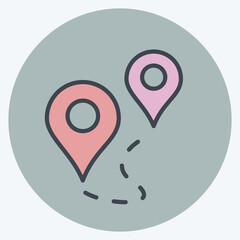 Icon Route. suitable for education symbol. color mate style. simple design editable. design template vector. simple illustration