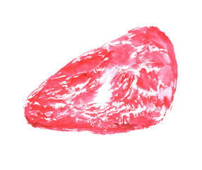 水彩で描いた牛肉　肩三角のイラスト