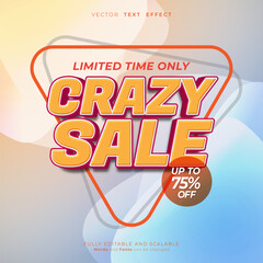 Vector crazy sale banner with editable text effect
