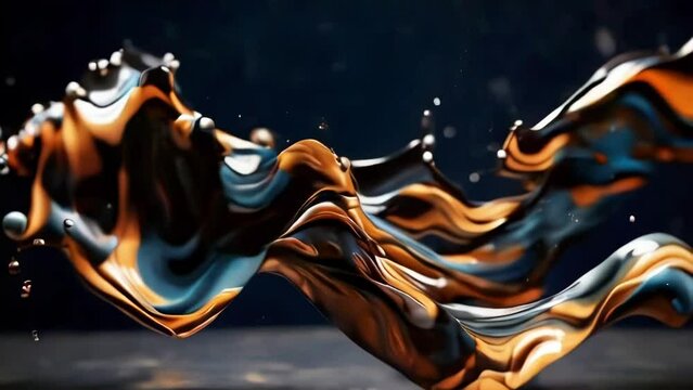 abstract gold black liquid background