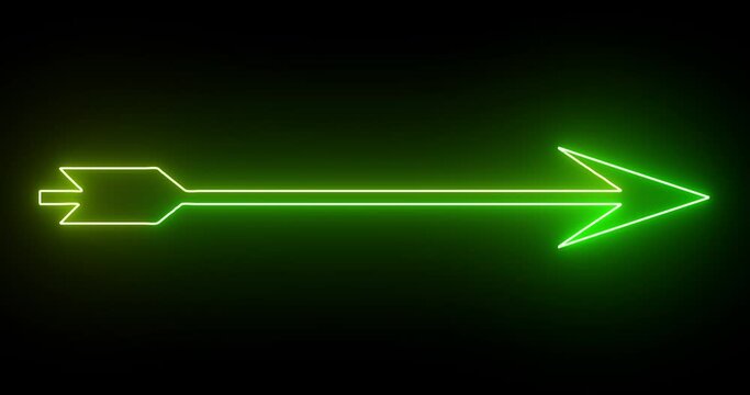 
4K cool animated neon green colored arrow background. Glowing neon-colored arrow animated on a black background. Stunning 4K Animated neon growing colored arrow on black background. 