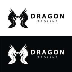 Black silhouette design simple dragon logo animal legend template illustration