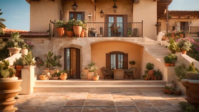 A beautiful Mediterranean style villa with a spacious terrace