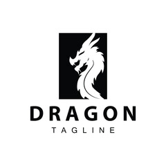 Black silhouette design simple dragon logo animal legend template illustration