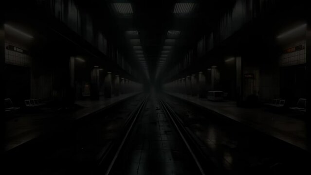 Eerie Subway: Haunted Station in Dim Night