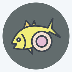 Icon Baked Fish. suitable for seafood symbol. color mate style. simple design editable. design template vector. simple illustration