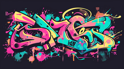 **Graffiti slogan print with neon spray paint, urban typography hipster street art, and vector illustration design for t-shirt graphics. 