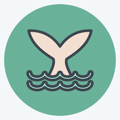 Icon Whale. suitable for seafood symbol. color mate style. simple design editable. design template vector. simple illustration