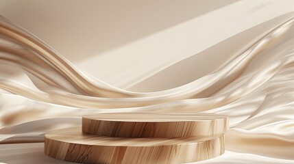 Wooden 3D podium for the presentation of an advertising product