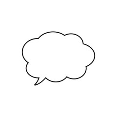 シンプルなモノクロ雲形吹き出し_左向き単品