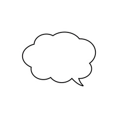 シンプルなモノクロ雲形吹き出し_右向き単品