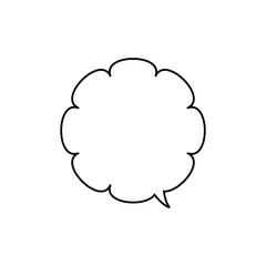 シンプルなモノクロもこもこ吹き出し_右向き単品