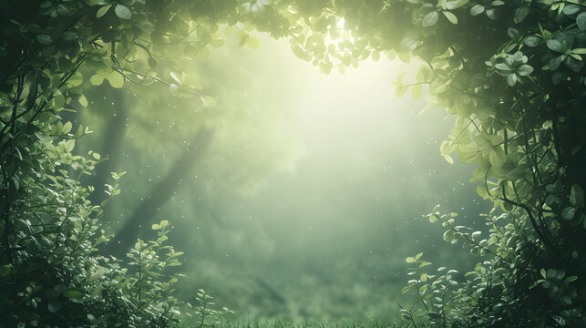 Beautiful dense forest with the center exposed to light forming a beautiful circle, natural background concept