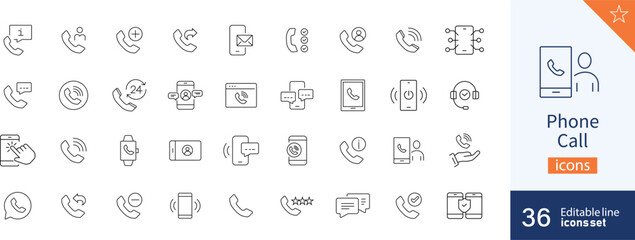 Phone icons Pixel perfect. Mobile, message, support, ... - obrazy, fototapety, plakaty