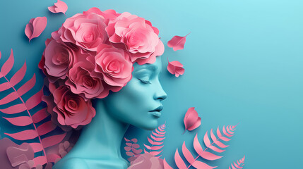 A woman with pink flowers in her hair