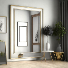 Mock up modern home interior background, 3d render generative with AI 