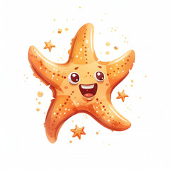 Cute Funny Cartoon Starfish, Illustration for Children Book, Generative AI