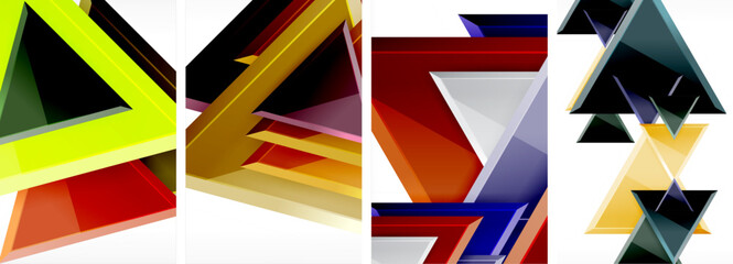Triangle composition poster background set for wallpaper, business card, cover, poster, banner, brochure, header, website