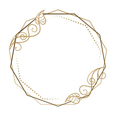 Vector polygonal vintage style frame with floral decoration.