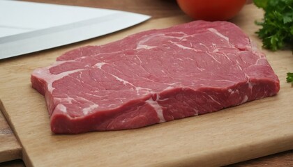 close up of raw meat on chopping board on a chopping board