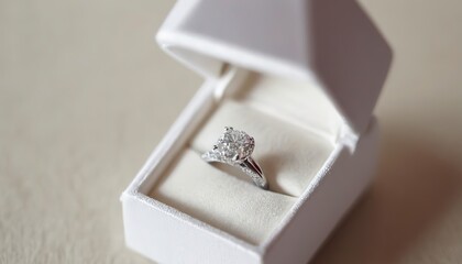 close up wedding ring in a box on table