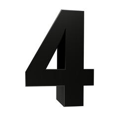 Fototapeta premium Black number 4 on transparent background