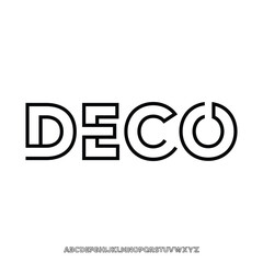 deco, thin line alphabet vector modern geometric font