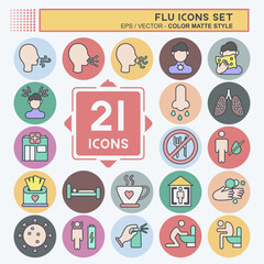 Icon Set Flu. suitable for education symbol. color mate style. simple design editable. design template vector. simple illustration