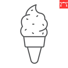 Ice cream line icon, summer and dessert, sundae vector icon, vector graphics, editable stroke outline sign, eps 10.