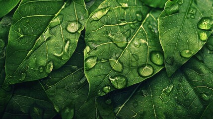 Fototapeta premium closeup of detailed green leaf texture background featuring intricate vein patterns and vibrant lush foliage perfect for nature and botanical designs