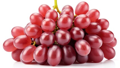 Closeup red seedless grapes isolated on white background