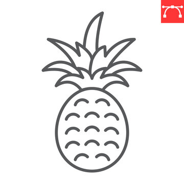 Pineapple line icon, summer and food, ananas vector icon, vector graphics, editable stroke outline sign, eps 10.