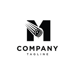 Letter M Wheel tire logo icon vector template.eps