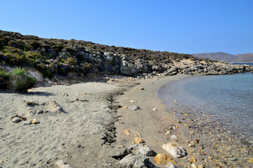 Hidden Gem: Small Beach at Rocky Coast in Fanaraki Area, Near Moudros, Lemnos, Aegean Sea, Greece