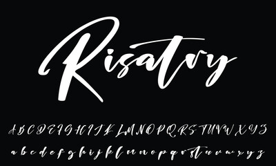 signature Font Calligraphy Logotype Script Brush Font Type Font lettering handwritten - obrazy, fototapety, plakaty