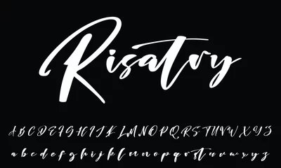 Fotobehang signature Font Calligraphy Logotype Script Brush Font Type Font lettering handwritten © arim