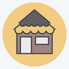 Icon Bungalow. suitable for Summer symbol. color mate style. simple design editable. design template vector. simple illustration