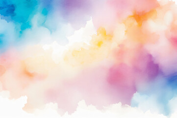 Fototapeta na wymiar watercolor color full background. watercolor background with clouds. rainbow color