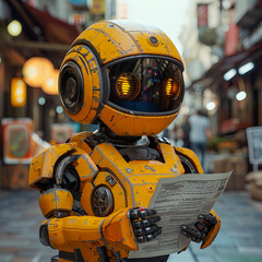 Fototapeta premium Robot Reading Mail Humanlike Expression Intelligent Automation