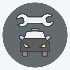 Icon Car Mechanic. suitable for Automotive symbol. color mate style. simple design editable. design template vector. simple illustration