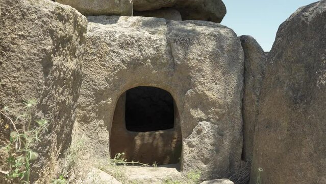 Hlyabovo Dolmen, Ancient Portal Tomb In Bulgaria. - closeup shot