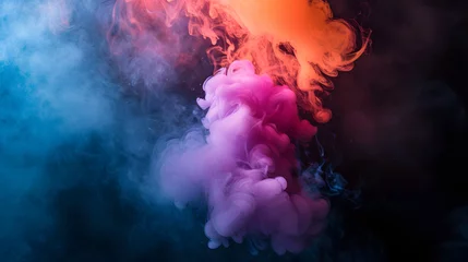 Fotobehang Abstract colorful smoke with a beautiful color composition on a dark background © MyBackground