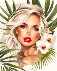 Fototapeta premium Stylish image of a girl with flowers. An image of purity, beauty, spring.