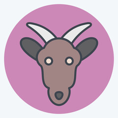 Icon Goat. related to Animal Head symbol. color mate style. simple design editable. simple illustration. cute. education