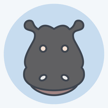 Icon Hippopotamus. related to Animal Head symbol. color mate style. simple design editable. simple illustration. cute. education